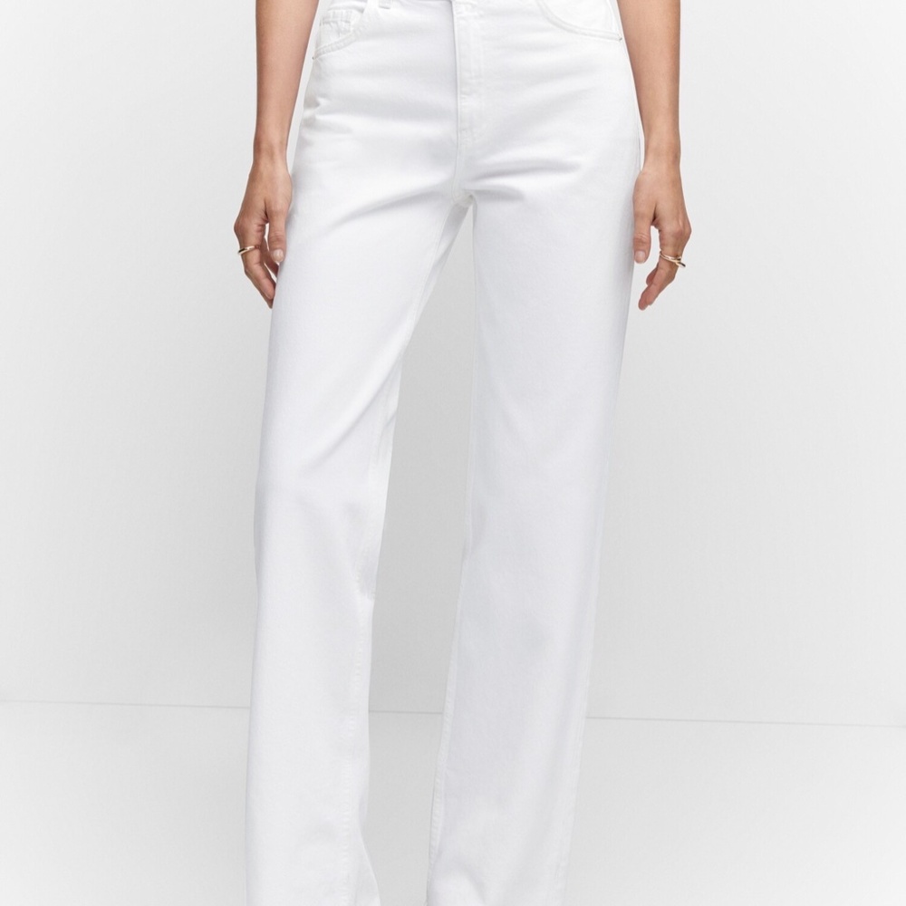 Mango MNG White Wide Leg Mid-Rise Jeans Size 6 Pre-Loved